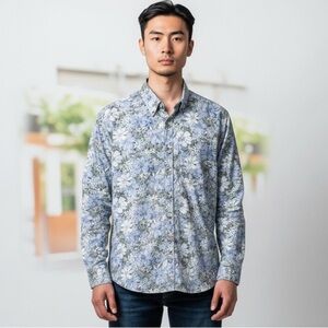 BF524 Mens Purple Haze Properties Jimi Hendrix Rock n Roll Floral Button Shirt L